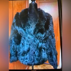 CMagic French Rabbit Black Fur Coat, excellent condition. Fits Small/xSmall.